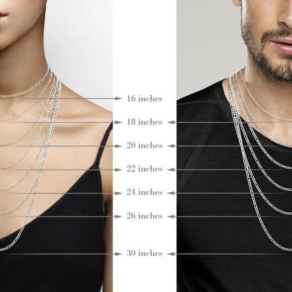 925 Sterling Silver Italian 3mm Diamond-Cut Figaro Link Chain Necklace for Women - Picture 5 of 6